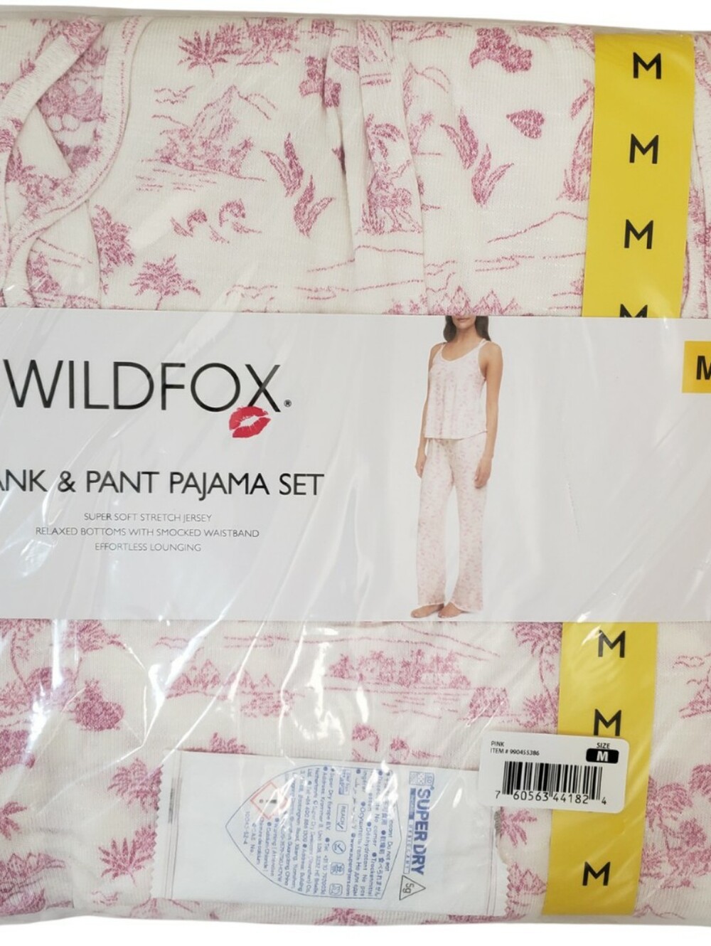 Wildfox Pajama Set Women Tank and Pant Set Stretch Jersey NWT